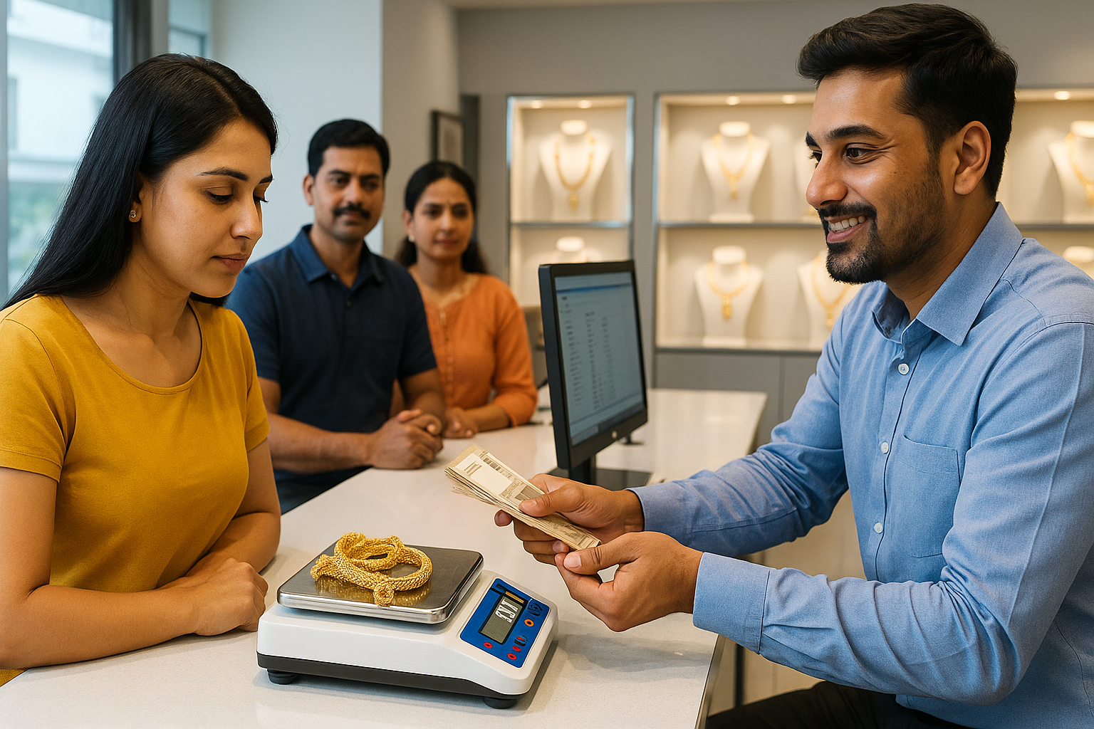 Assaying gold jewelry during sale